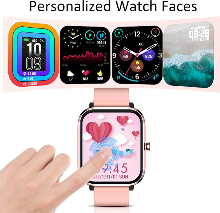 Strengthsphere Bluetooth Smart Fitness Watch displaying personalized watch faces and features.