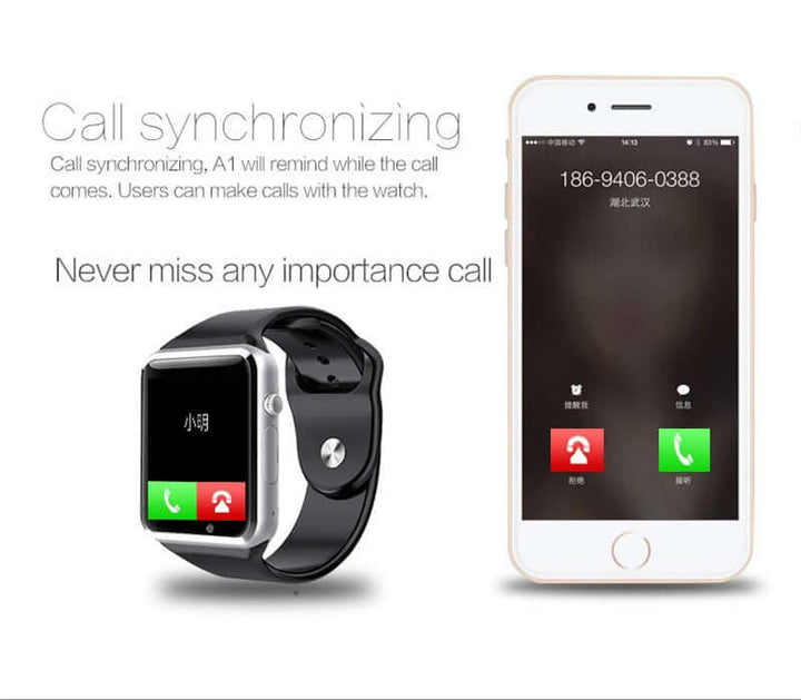 Strengthsphere Kids Smart Watch Phone 2G displaying call synchronization with a smartphone.