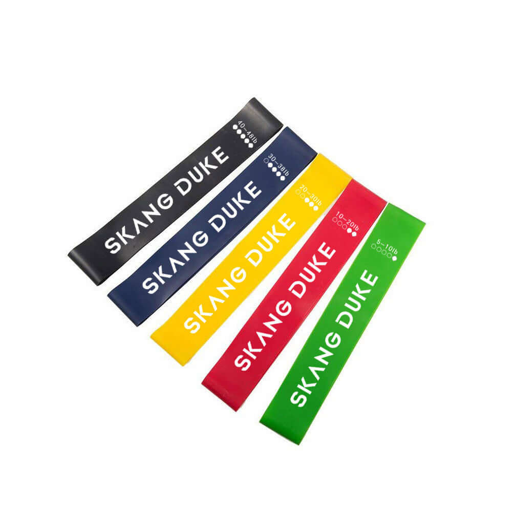Strengthsphere 5 Level Resistance Bands Set featuring colorful elastic bands for versatile workouts.