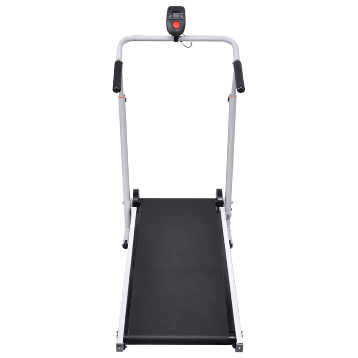Strengthsphere Mini Foldable Treadmill Black with sleek design and digital display.