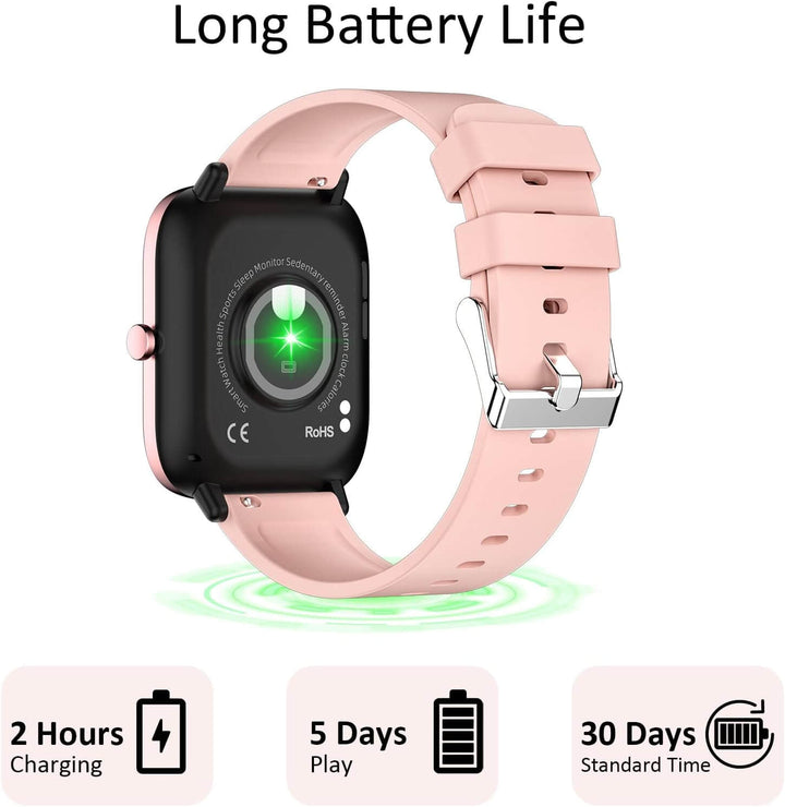 Strengthsphere Bluetooth Smart Fitness Watch showcasing long battery life features and sleek design.