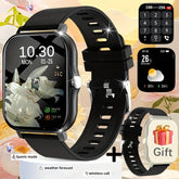 Strengthsphere Bluetooth Smart Fitness Watch showing health tracking, weather forecast, and wireless call features.
