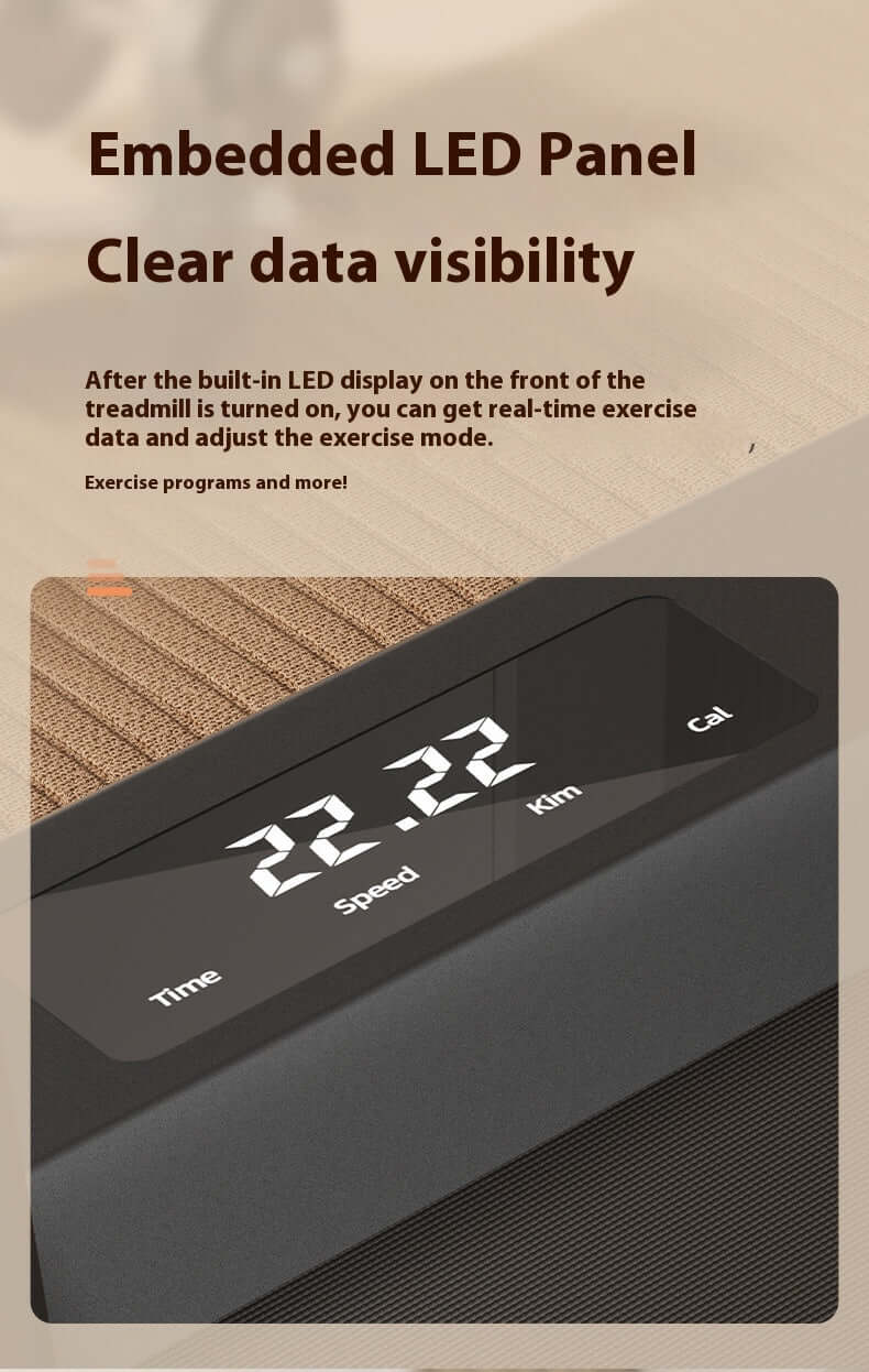 Strengthsphere Adjustable Slope Treadmill embedded LED panel for clear data visibility during workouts.