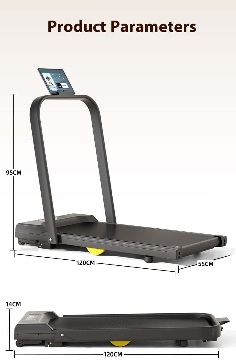 Dimensions and features of Strengthsphere Adjustable Slope Treadmill for effective home workouts.