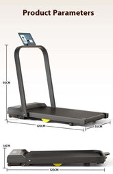 Dimensions and features of Strengthsphere Adjustable Slope Treadmill for effective home workouts.