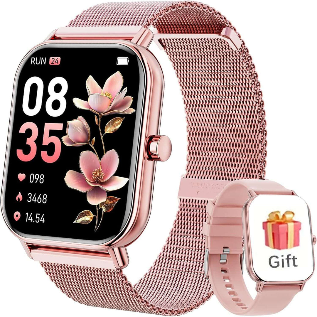 Strengthsphere Kids Smart Watch Phone 2G in rose gold design, featuring fitness tracking and stylish mesh band.