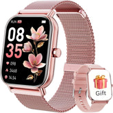 Strengthsphere Kids Smart Watch Phone 2G in rose gold design, featuring fitness tracking and stylish mesh band.
