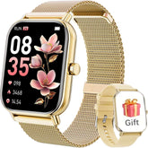 Strengthsphere Kids Smart Watch Phone 2G with floral design and gold mesh strap, perfect for gifts.