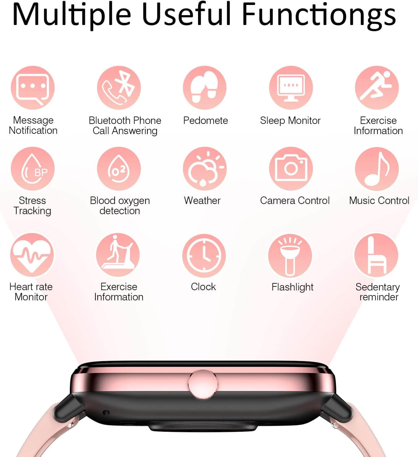 Strengthsphere Bluetooth Smart Fitness Watch features multiple useful functions including message notifications, sleep monitor, and health tracking.
