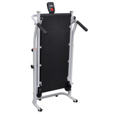 Strengthsphere Mini Foldable Treadmill Black in an upright position, showcasing its compact design and portability.