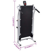 Strengthsphere Mini Foldable Treadmill Black dimensions 115 cm height, 37 cm width, 53 cm depth for compact home fitness.
