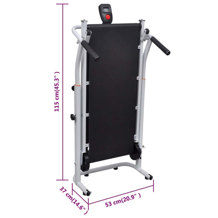 Strengthsphere Mini Foldable Treadmill Black dimensions 115 cm height, 37 cm width, 53 cm depth for compact home fitness.