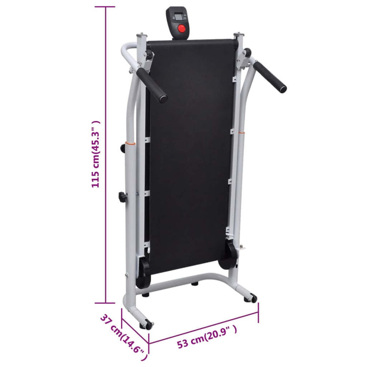 Strengthsphere Mini Foldable Treadmill Black dimensions 115 cm height, 37 cm width, 53 cm depth for compact home fitness.
